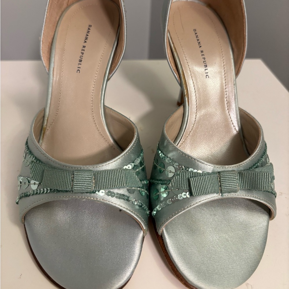 Banana Republic Silver and Mint Heels